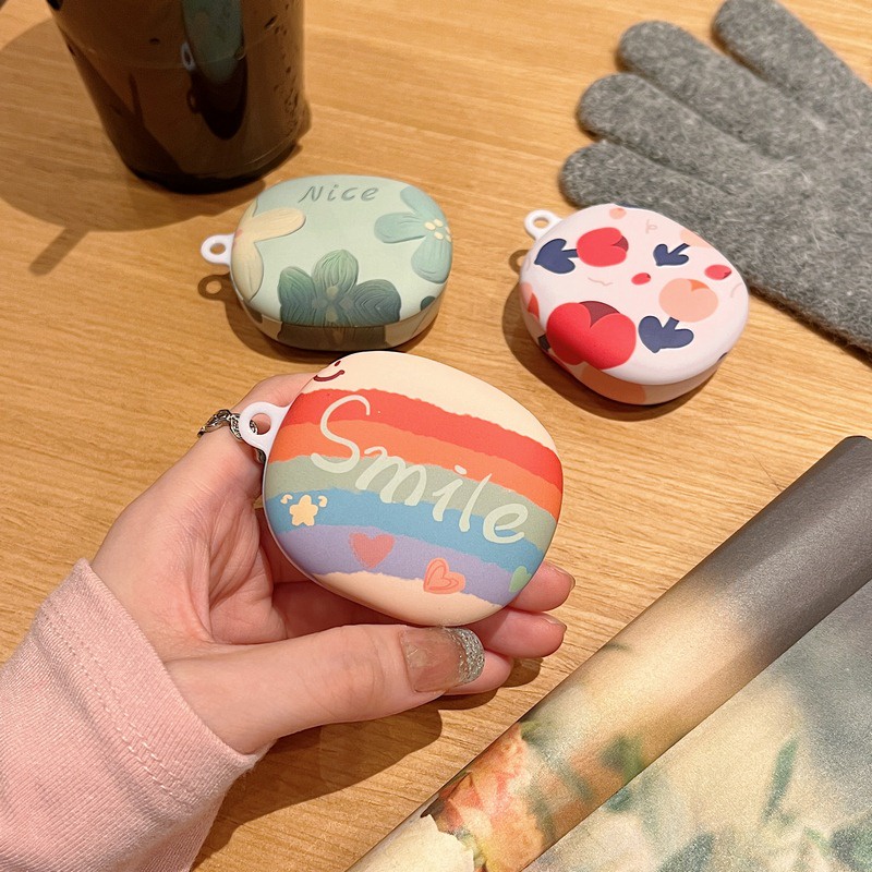 Vỏ Bảo Vệ Hộp Sạc Tai Nghe xiaomi redmi buds 4 lite Hình Hoa Sơn Dầu Kèm Móc Treo Tiện Dụng