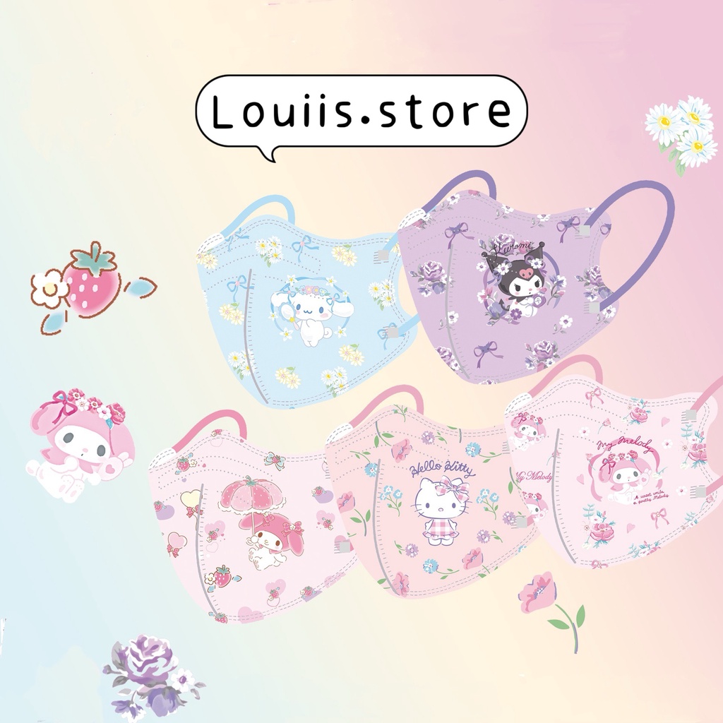 Khẩu trang 3D hoạt hình gấu dễ thương, in hình cute cho trẻ em Louiis.store