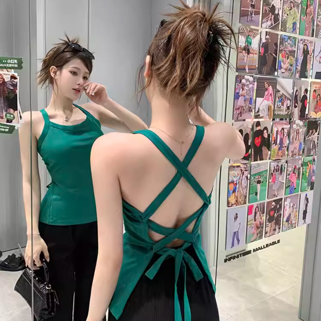 Áo Kiểu 2 Dây Đan Chéo Lưng PINKSTORE29 Phong Cách Gợi Cảm A5989