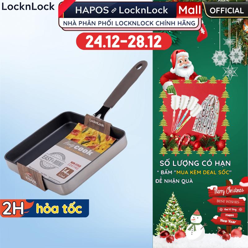 Chảo vuông chống dính 14cm LocknLock Chính hãng, chiên trứng cuộn, làm đồ ăn dặm LHD1146 - Không dùng bếp từ - HAPOS