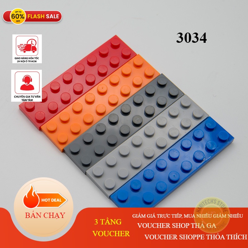 COMBO 4 Gạch Technic 2x8  - Phụ Kiện MOC Tương Thích Part 3034