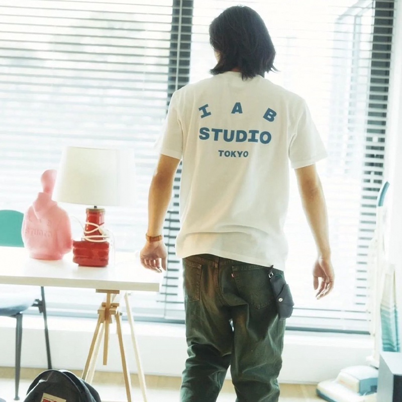 Áo Thun Cotton Nguyên Chất Dáng Rộng Tay Ngắn In Chữ IAB STUDIO TOKYO Phong Cách Đường Phố Hàn Quốc 