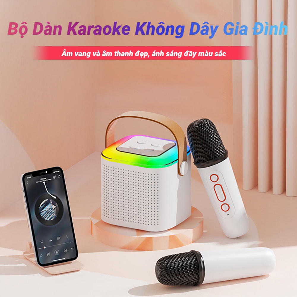 [Mới] Karaoke Bluetooth Không Dây Mini Có Micro Kép Loa Bluetooth Dễ Thương Có Đèn Nhiều Màu - Y1