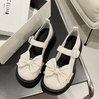  Giày búp bê lolita nữ đế 5cm thiết kế nơ quai cài da bóng hàng cao cấp FULLBOX GD41 HYEON 