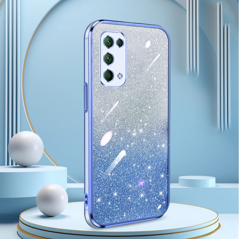 Ốp Điện Thoại Mềm Trong Suốt Mạ Viền 2 Trong 1 Màu Gradient Sáng Bóng Cho OPPO Reno 4 5 6 5F 6Z 4F 3 2Z 2F