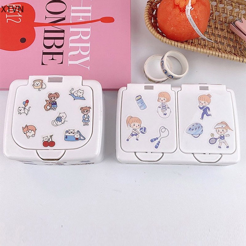 Xtvn Dễ Thương Nhựa Nút Lưu Trữ Máy Tính Để Bàn Hộp Jewellery Organizer Trường Hợp Với Nắp Sticker H