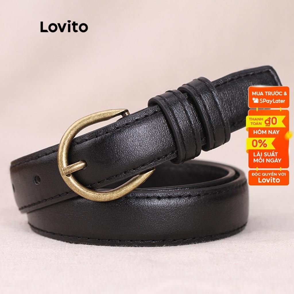 Thắt lưng Lovito nhiều lỗ cơ bản màu trơn phong cách thường ngày L38ED011 (đen/cà phê)