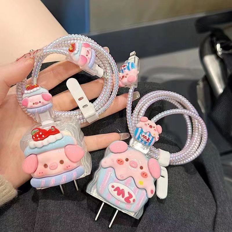 Gấu Nhỏ Dễ Thương Xiaomi 33W Bộ Bảo Vệ Sạc Silicon Mềm Vỏ Sạc Cáp Cuộn Dây Sạc Dành Cho Xiaomi 67W 9