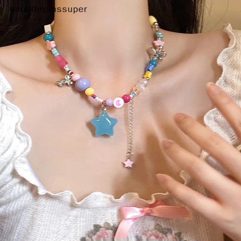 Vòng cổ Mạ Vàng 2K Mặt Ngôi Sao Năm Cánh Phối Tua Rua Phong Cách bohemian Thời Trang Cho Nữ sbs