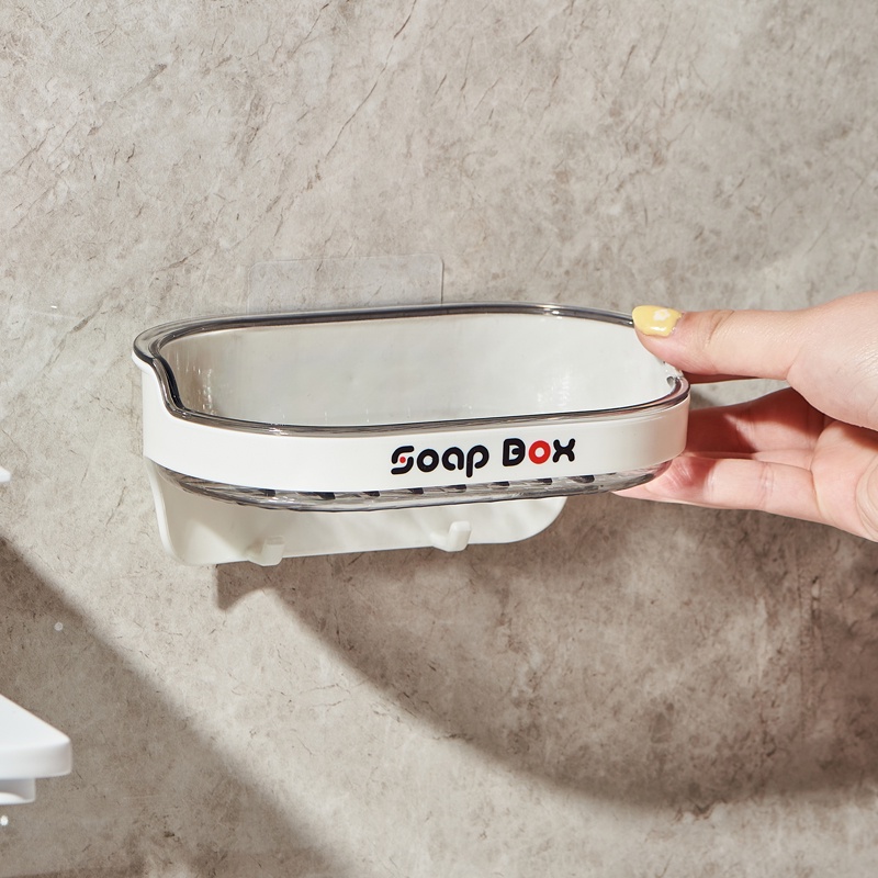Khay Đựng Xà Phòng Hai Tầng Gắn Tường Sáng Tạo Có Móc Treo Cho Nhà Tắm