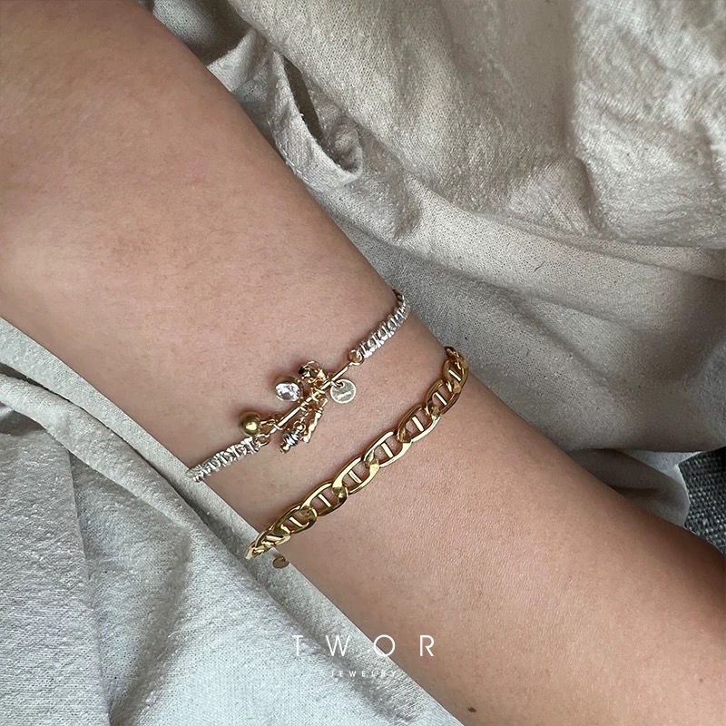 / Chính Hãng niche Vòng Tay Bạc Phối Ren Mặt linlang Thiết Kế Đơn Giản Phong Cách Mỹ