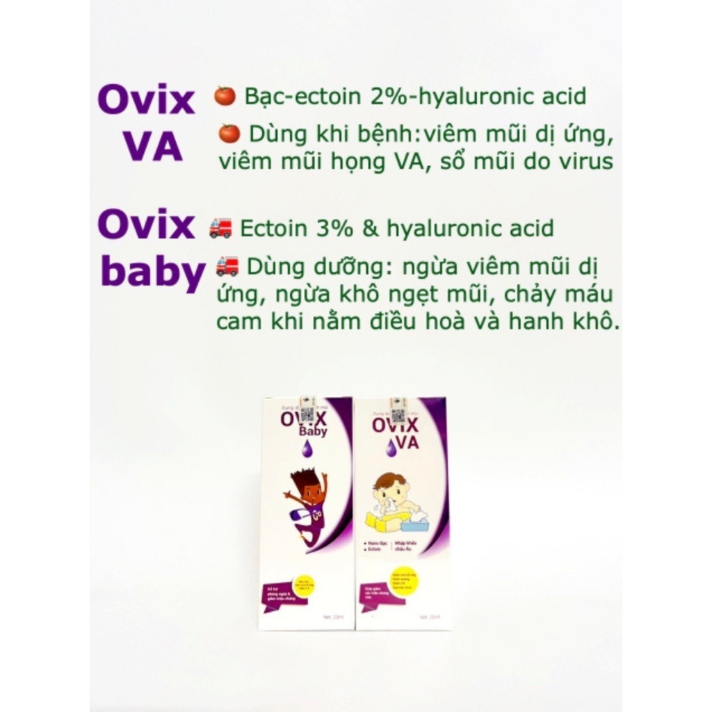 Xịt mũi Ovix baby VA 20ml dược sĩ Linh cho trẻ em  phòng ngừa và giảm viêm mũi dị ứng