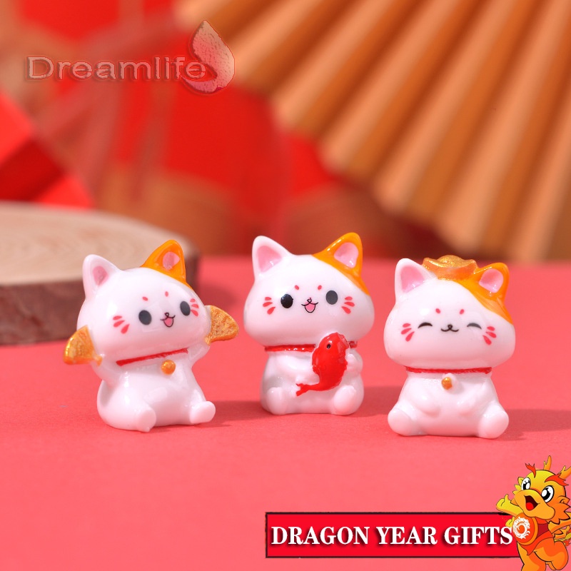 Mô Hình Chú Mèo May Mắn Bằng Nhựa resin Dễ Thương Trang Trí Tiểu Cảnh