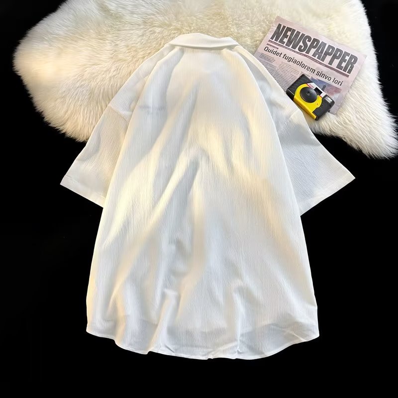 Áo Sơ Mi Nam Tay Ngắn Màu Trơn Phong Cách Hàn Quốc Thời Trang