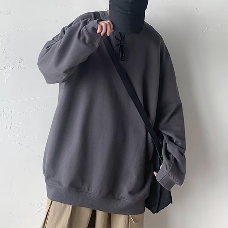 Áo sweater Tay Dài Cổ Tròn Dáng Rộng Màu Trơn Thời Trang Thu Đông Cho Nam Và Nữ