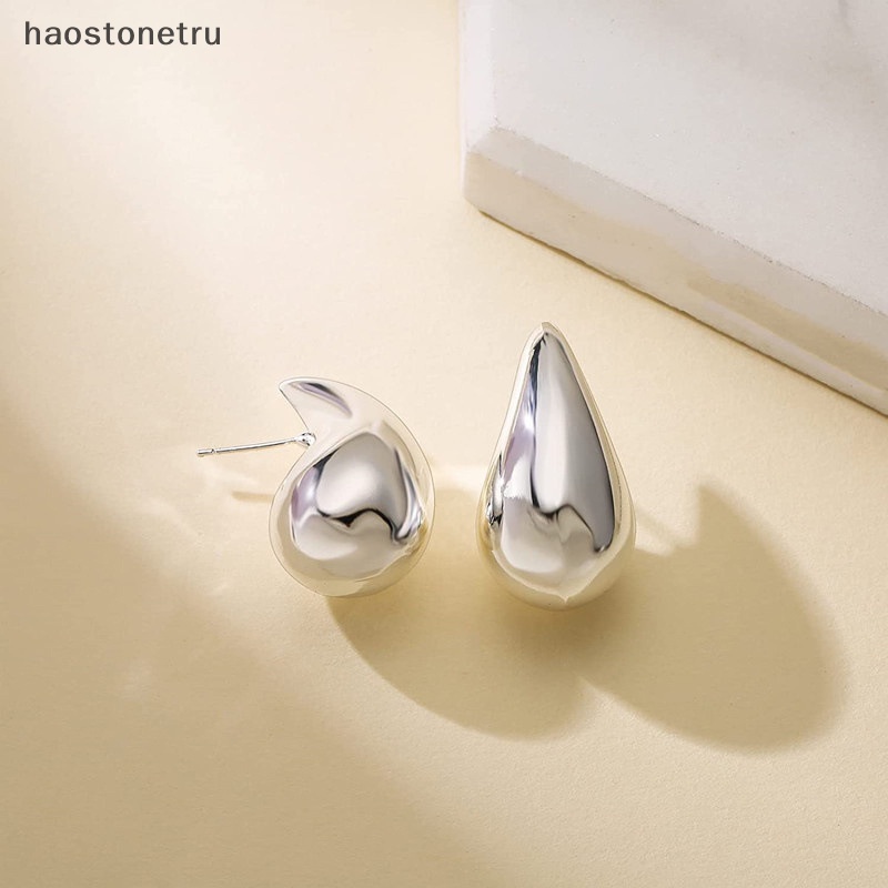 1 Đôi Bông Tai Hình Giọt Nước Bằng Hợp Kim Dày Dặn Màu Vàng / Bạc Phong Cách vintage hoops n