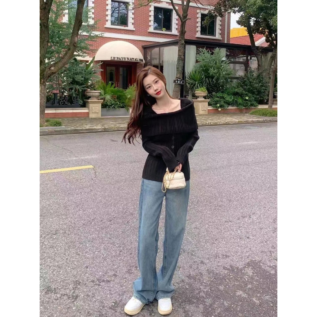 Áo cardigan dệt kim dài tay màu trơn tôn dáng ngọt ngào và cay phong cách Hàn Quốc mùa thu cho nữ