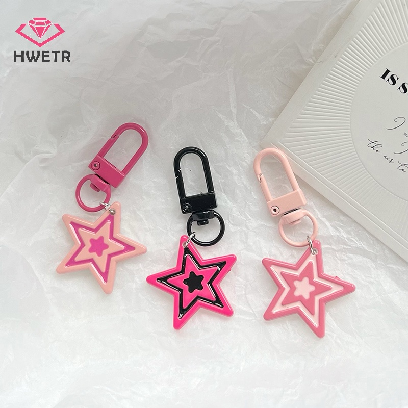 Móc khóa HWETR hình ngôi sao năm cánh dễ thương trang trí điện thoại/ chìa khóa/ tai nghe dành cho nữ