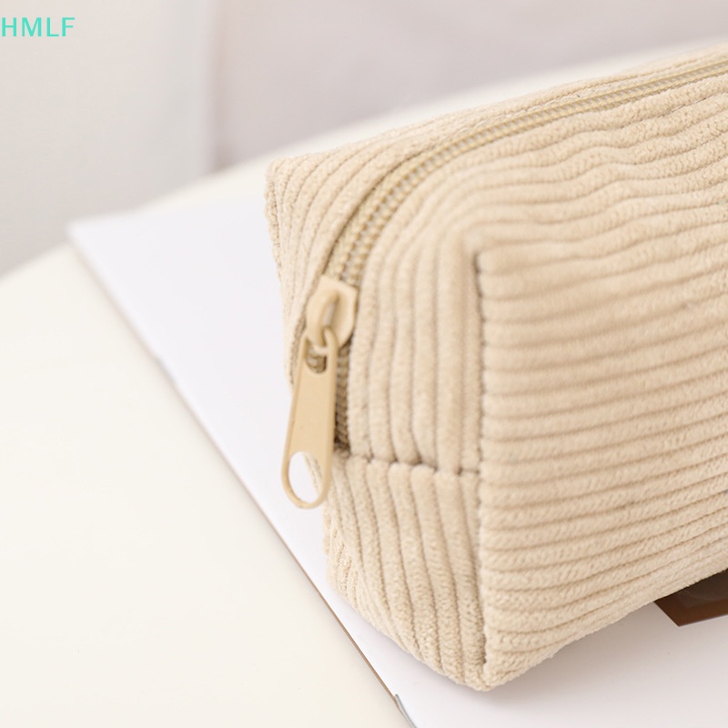 Hm Túi Đựng Bút Chì Sức Chứa Lớn Bằng Vải Nhung Kẻ Hình Cá Mập Dễ Thương lf