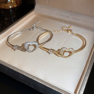 Vòng Đeo Tay Đính Đá zircon Hình Trái Tim Đơn Giản Sang Trọng Thời Trang Hàn Quốc Cho Nữ