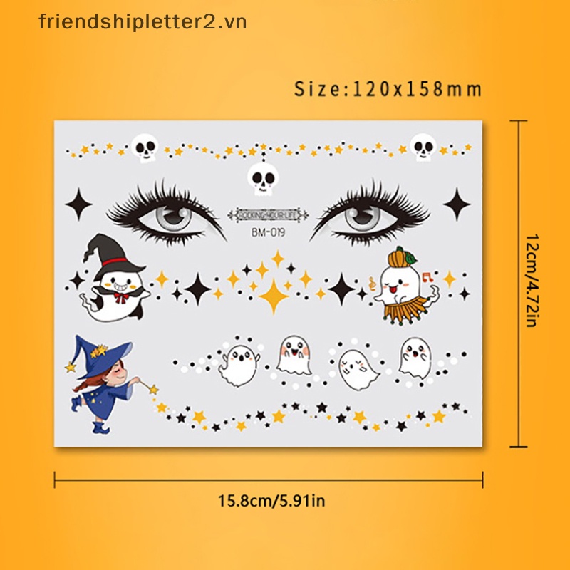 Hình Xăm Dán Mặt Và Mặt Hóa Trang halloween Chống Nước Vui Nhộn Cho Trẻ Em