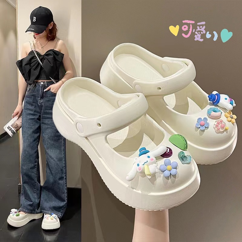 C-FOOT Dép cross cute nữ dép sục bánh mì chống trượt chống nước，Tạo hình Sanrio Cinnamoroll Dễ thương