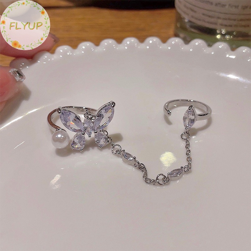 Flyup Vòng cổ Nhiều Lớp Mặt Hình Bướm Đính Đá zircon Ngọc Trai Thời Trang Cho Nữ vn