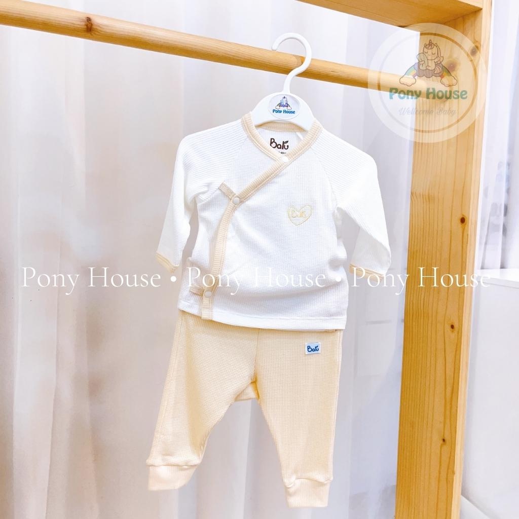 Bộ Sơ Sinh Dài Tay Baru Baby Chất Cotton Tổ Ong Dày Dặn Mềm Mịn Cho Bé Trai Bé Gái Sơ Sinh Thu Đông