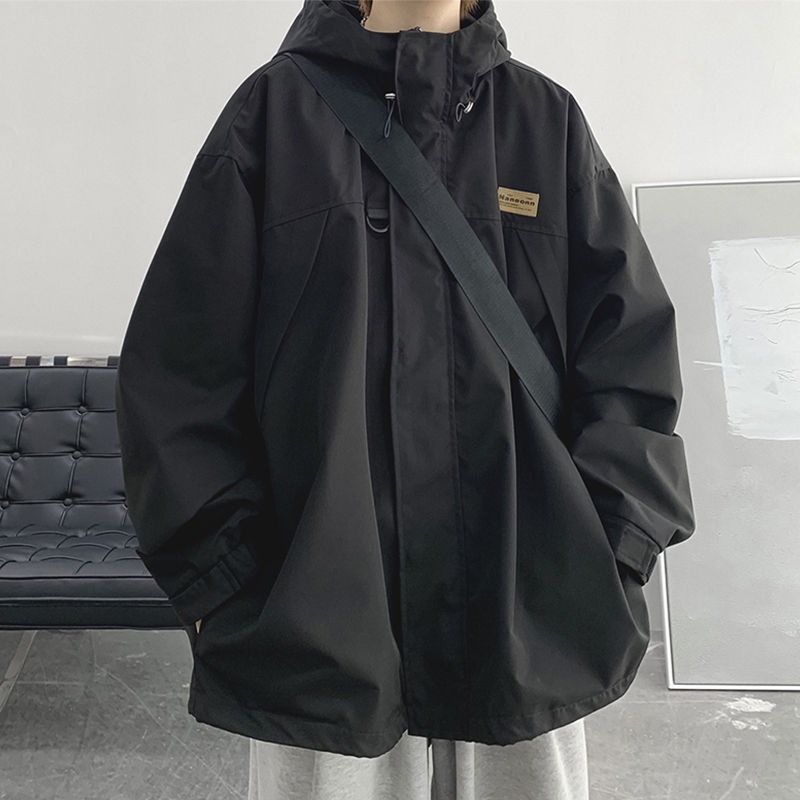 Áo Khoác hoodie Dáng Rộng Phối Túi plus size m-8xl Phong Cách Mỹ Cho Nam