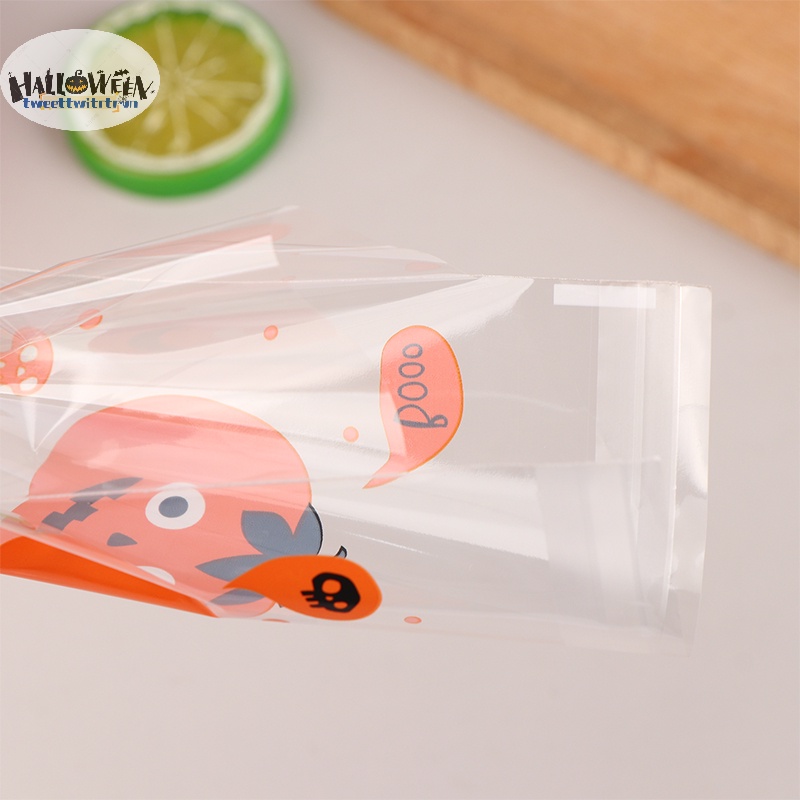 Tri Set 100 Túi Nhựa Đựng Kẹo / Bánh Quy Trang Trí halloween