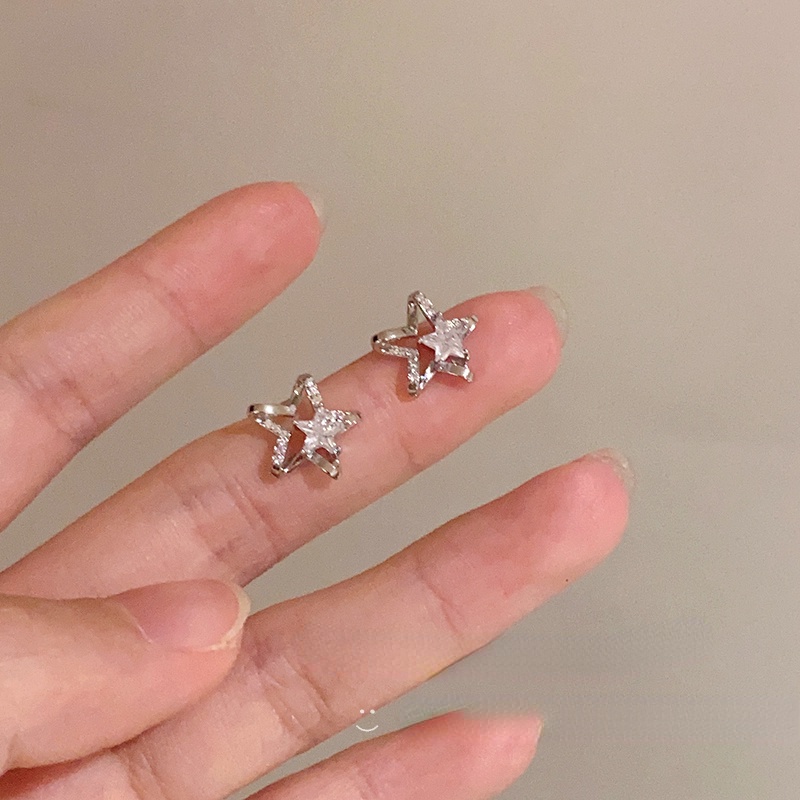 Bông Tai Mạ Bạc 925 Hình Ngôi Sao Đính Đá zircon Xinh Xắn Cho Nữ