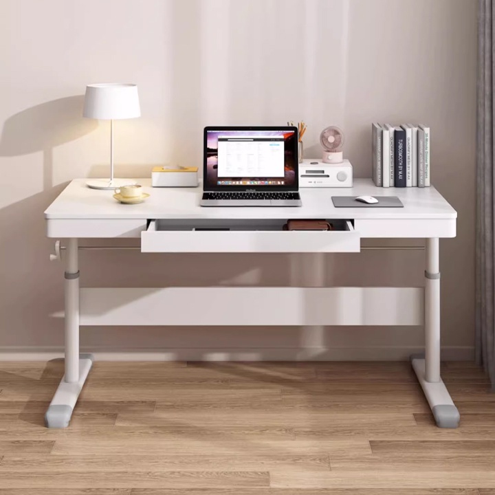 Bàn Làm Việc Cao Cấp - Bàn Làm Việc Dailyhousehold - Bàn Làm Việc Khung Thép Carbon, Kính Cường Lực Tự Do Nâng Hạ 100CM