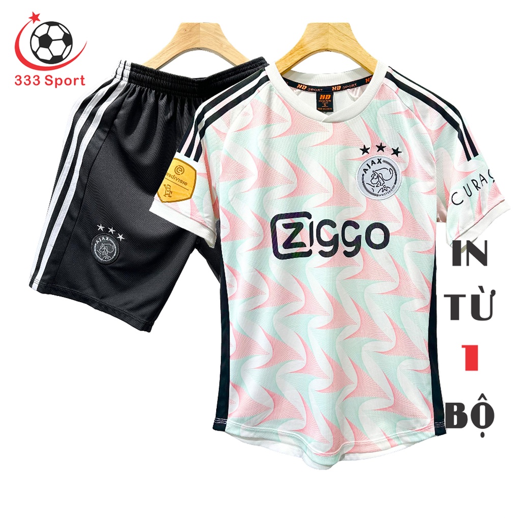 Quần Áo Bóng Đá logo thêu Ajax Trắng Hồng 2023 Thun Mè Cao Cấp - Áo bóng đá giá tốt