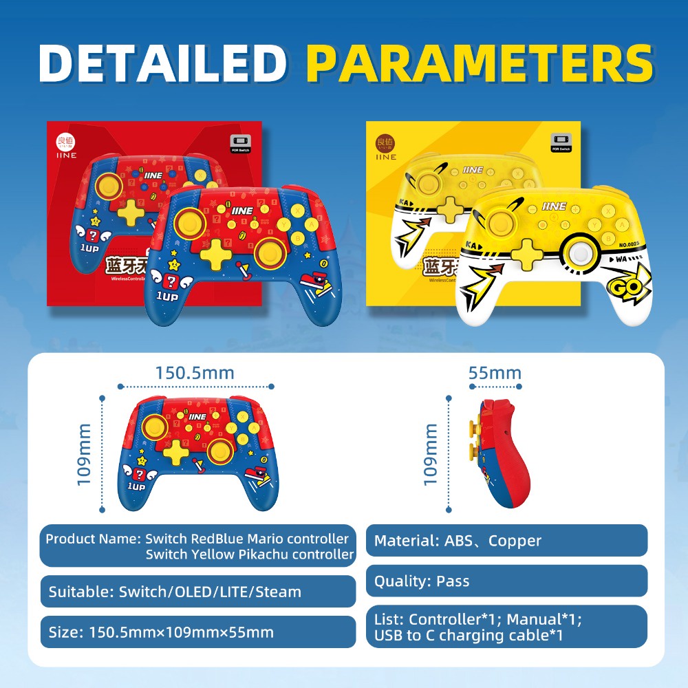 Iine pikachu mario Điều Khiển Không Dây nfc Tương Thích Với nintendo switch & switch oled / lite