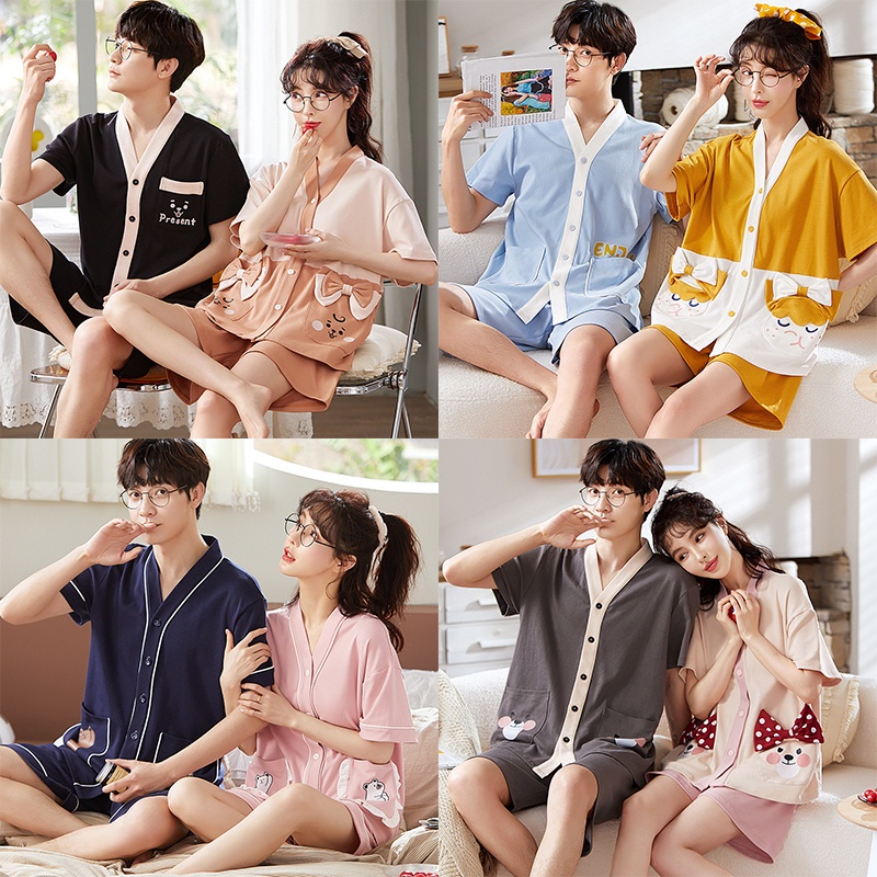 Bộ đồ ngủ cotton cho cặp đôi - phần mỏng dễ thương có thể mặc khi đi ra ngoài Lff0908