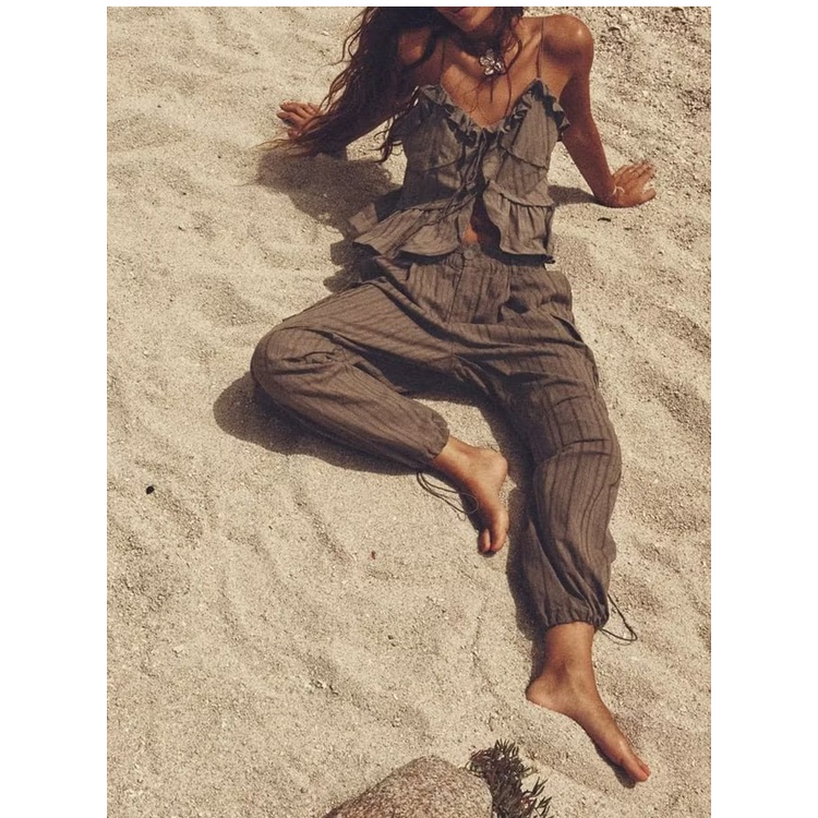 Zara Bộ Áo Lót Nhiều Lớp + Quần Yếm Lưng Cao Thời Trang Mùa Thu Cá Tính7896607 7770607