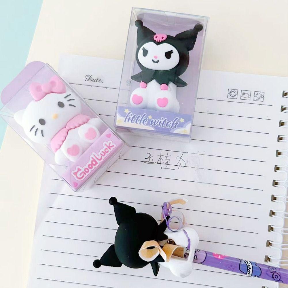 Lanfy Dụng Cụ Gọt Bút Chì Vẽ Hình Mèo kt kuromi melody Một Lỗ Bằng silicone kawaii