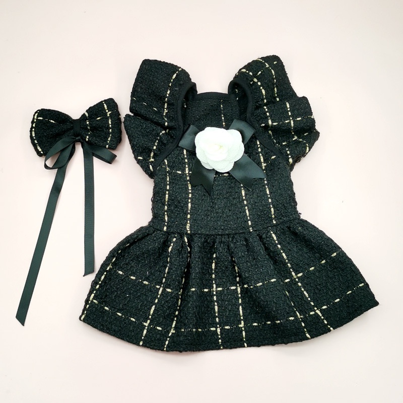 Đầm Cưới Nhún Bèo Đính Nơ Xinh Xắn Cho Thú Cưng Chó Mèo shih tzu teddy