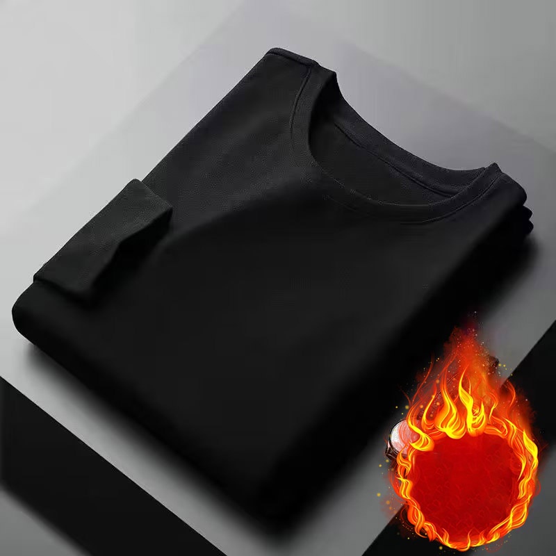 DICHUANGZHE Áo Thun Tay Dài Hai Mặt Lót Nhung Giữ Ấm Thời Trang Thu Đông Cho Nam