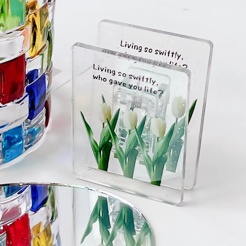 Kẹp mini họa tiết hoa tulip ánh nhũ