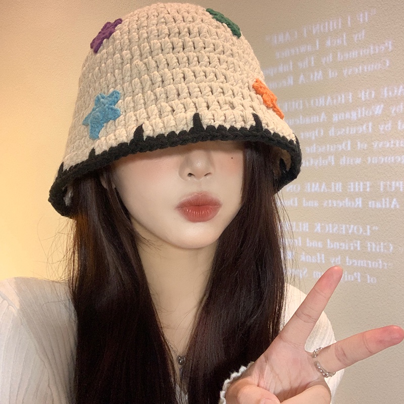 Dễ Thương Nón Tai Bèo Đan Len Thủ Công Thời Trang Thu Đông Hàn Quốc Cho Nữ