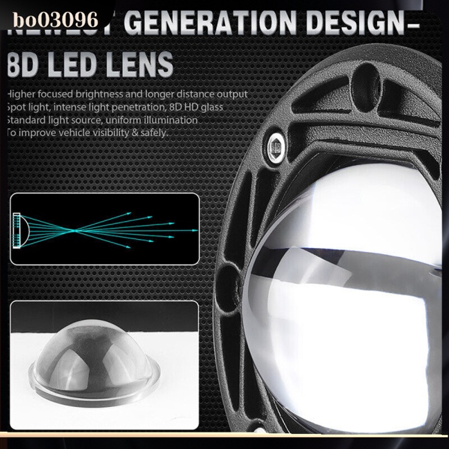 Bo Set 2 Đèn led Sương Mù 30w 3 inch 8d Hai Màu Gắn Cản Trước Xe Tải suv
