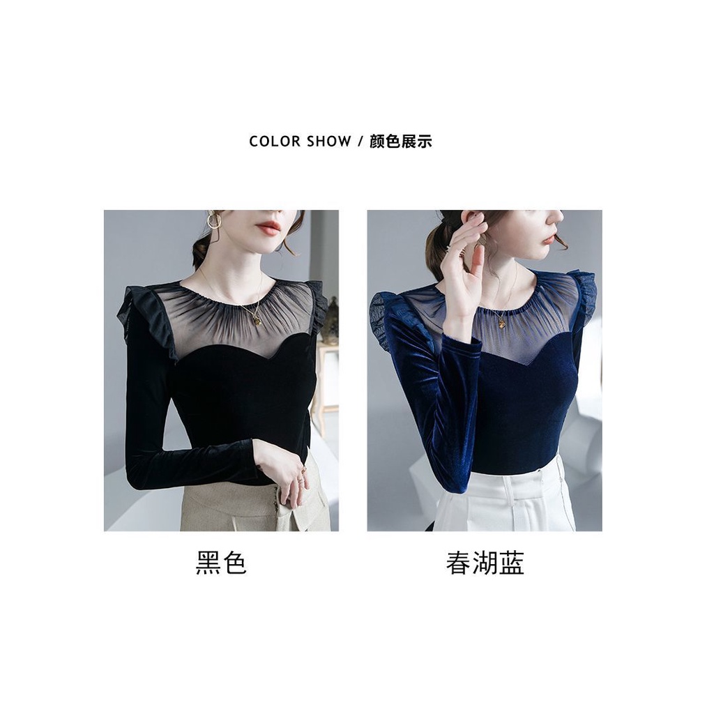 Mới Áo Lưới Tay Dài Phong Cách retro Dành Cho Nữ