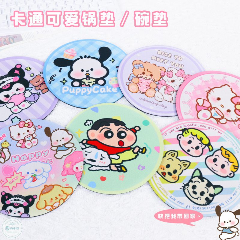 Sanrio Cách Nhiệt Thảm Hoạt Hình Chống Trơn Trượt Trà Coaster Kuromi Cinnamoroll Pochacco Cà Phê Trà Thảm Phụ Kiện Nhà Bếp CHÚNG TÔI