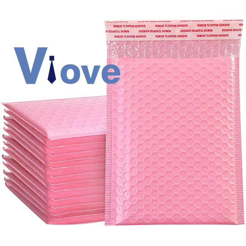 Bộ 50 Túi Phong Bì Bọt Tự Niêm Phong Thư Có Đệm Bao Da Với Bong Bóng Túi Gửi Thư Gói Túi Màu Hồng