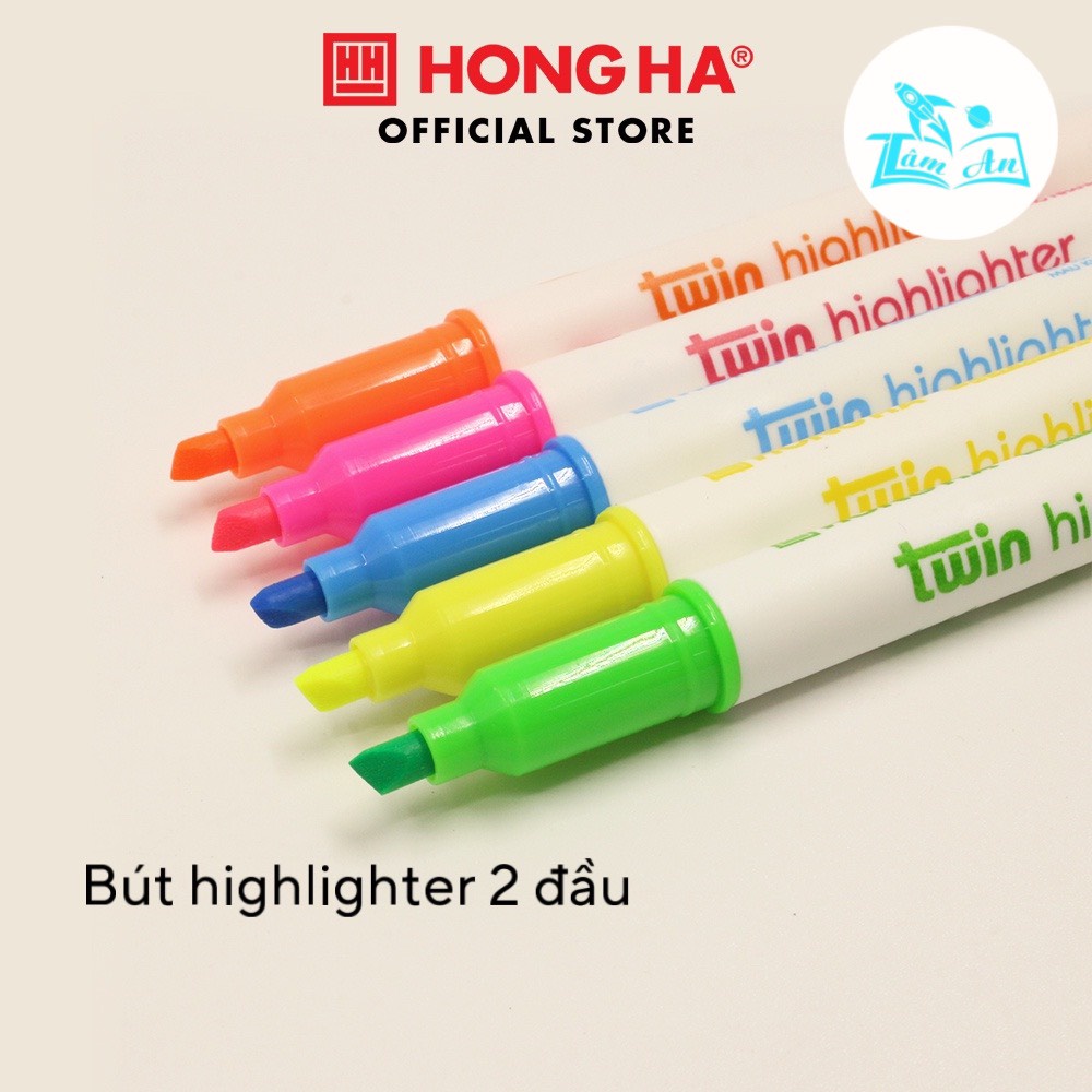 Bộ bút highlight nhớ dòng đánh dấu màu pastel Hồng Hà dạ quang tiện lợi cho học sinh văn phòng nhiều mã