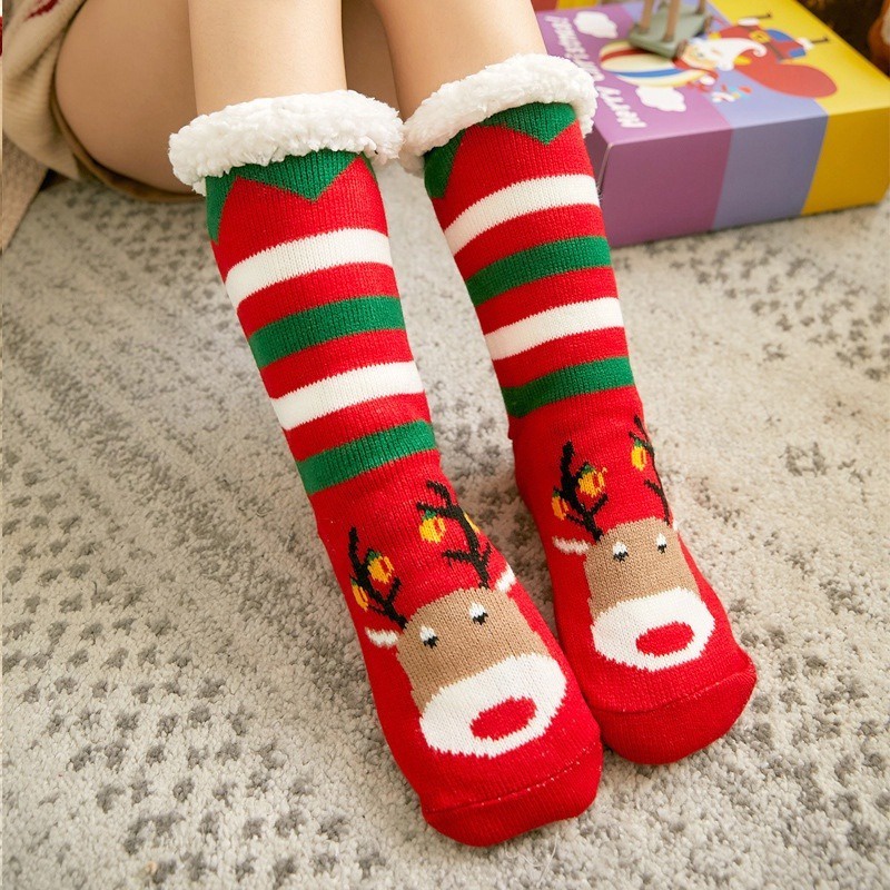 Vớ Bông Mềm Ấm Áp Chống Trượt Hình Ông Già Noel Tuần Lộc Cây Thông Giáng Sinh Dành Cho Nữ Trong Nhà Mùa Đông Mới