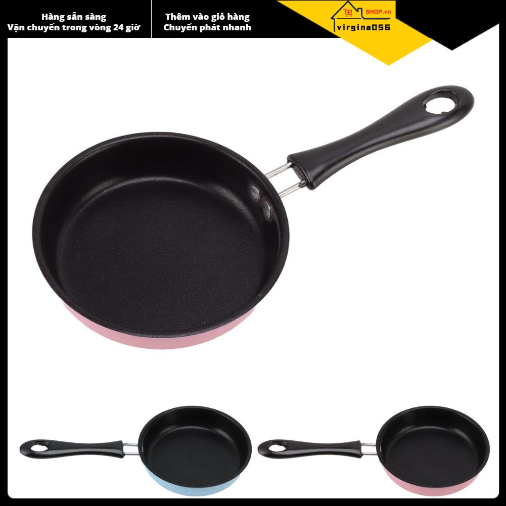 Virgina056 Chảo Chiên Mini Bằng Thép Không Gỉ Ngăn Ngừa Dính Nồi Cảm Ứng Tròn Ăn Sáng Nhỏ Trứng Có Tay Cầm Dài 12Cm