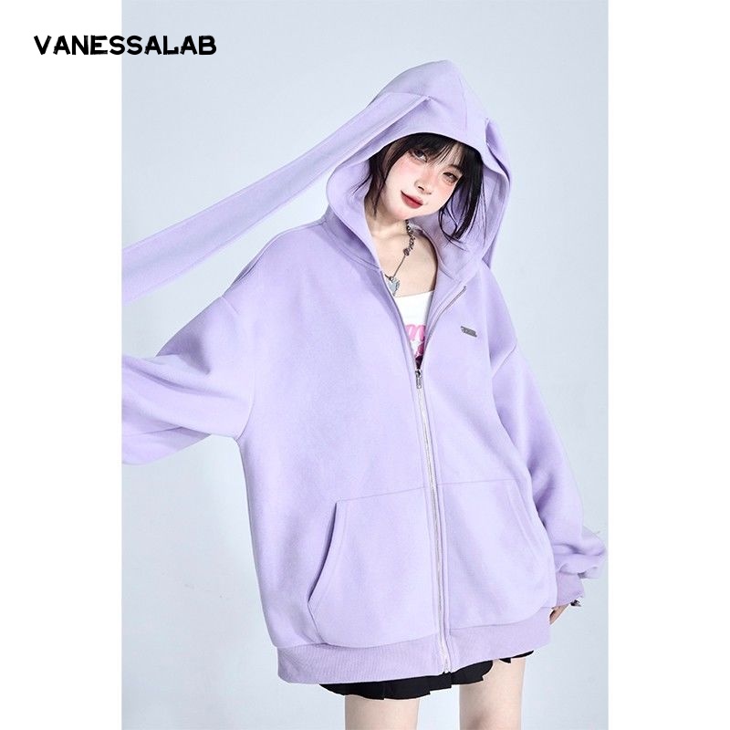 VanessaLab Áo Khoác hoodie áo khoác nữ zip hoodie cozy casual Độc đáo INS WWY23911ZO 37Z230914