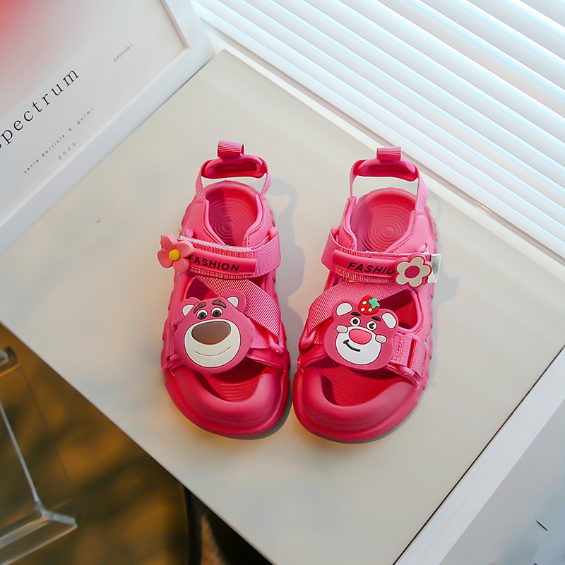 Xăng đan Thoáng Khí Thoải Mái In Họa Tiết Hoạt Hình Dâu Tây / Gấu Dễ Thương Cho Bé Gái